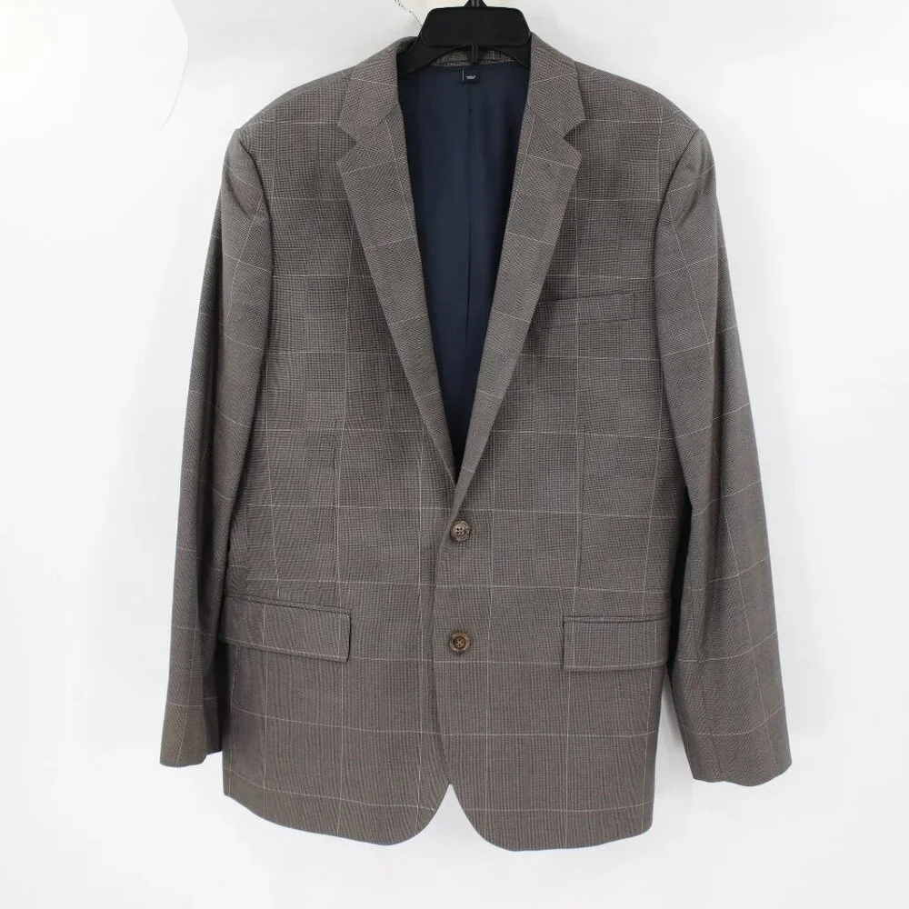J Crew Sport Coat Mens 42R Thompson Cotton Windowpane Plaid‎ Single Breasted